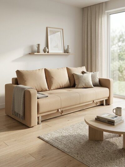 Диван-кровать Некст с подлокотниками бежевый